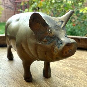 Vintage Mini Brass Pig